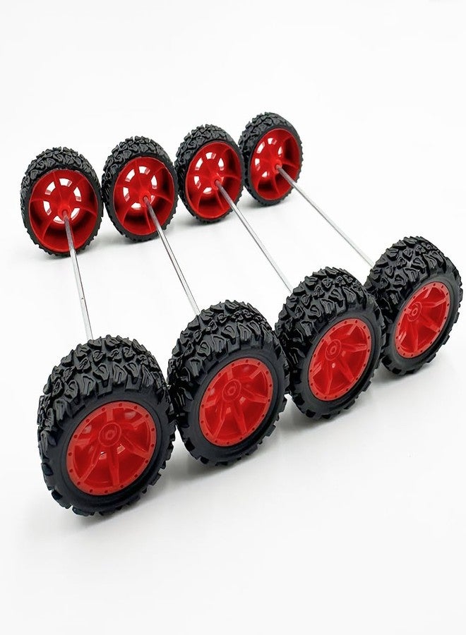 URIMPAVIDO 10PCS Toy Car Wheels 34mm Toy Car Rubber Tire Wheels with 5PCS Shaft Round Rod Axles for RC Car Truck Robot DIY Model Toy Parts (2x15x34mm) - Image 2